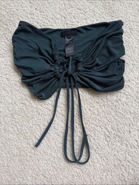 hours Women’s Ruched Drawstring Strapless Top - Dark Green